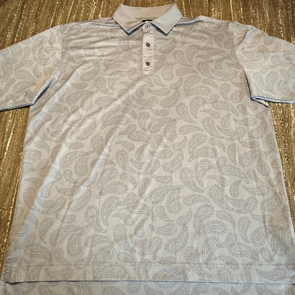 FootJoy FJ Performance Golf Polo Shirt Paisley AOP Gray Men’s Size XL